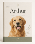 Arthur golden retriever featured on The Little Life Archive personalised pet biography cover